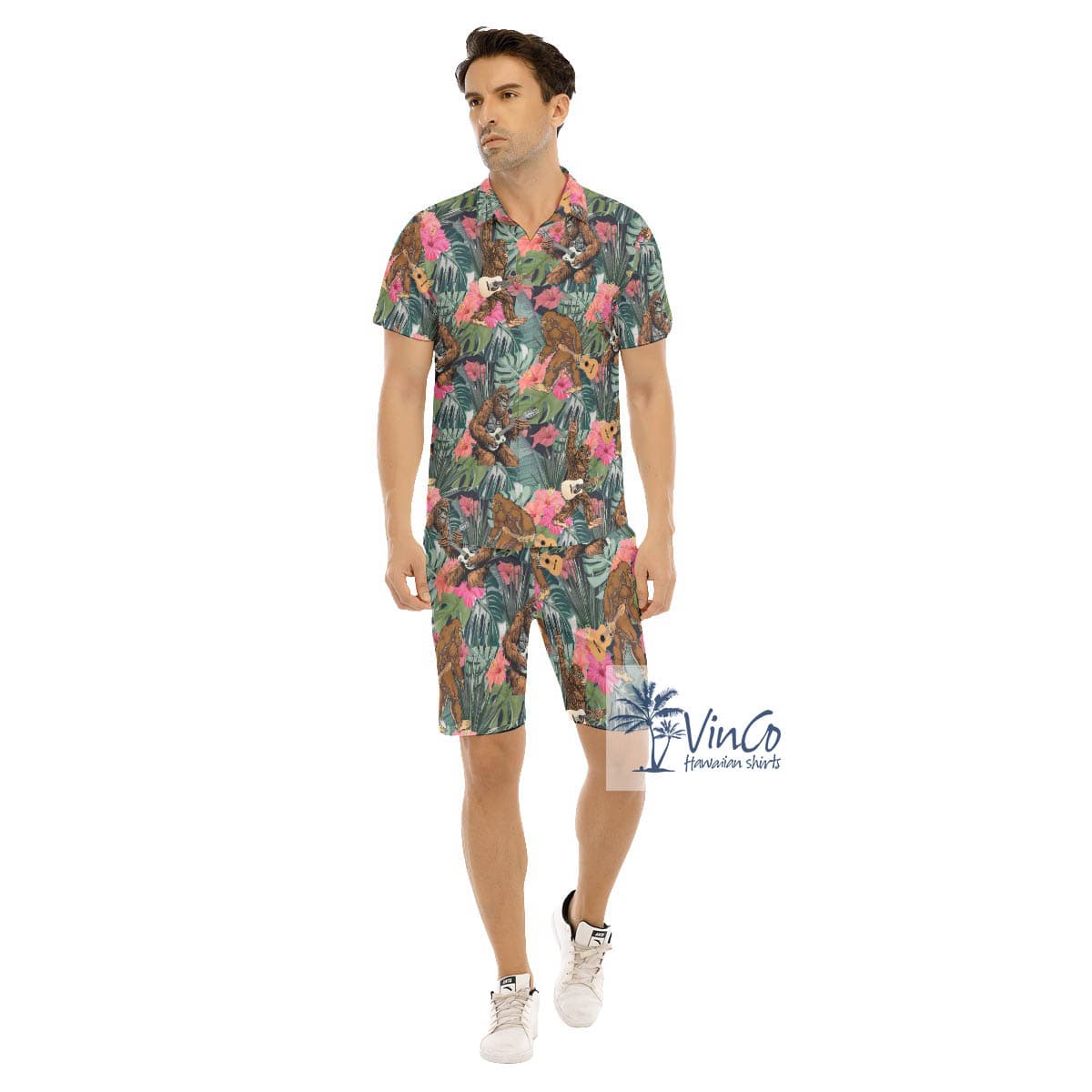 Tropical Bigfoot Guitar Hawaiian Shirt And Matching Shorts For Men (4)
