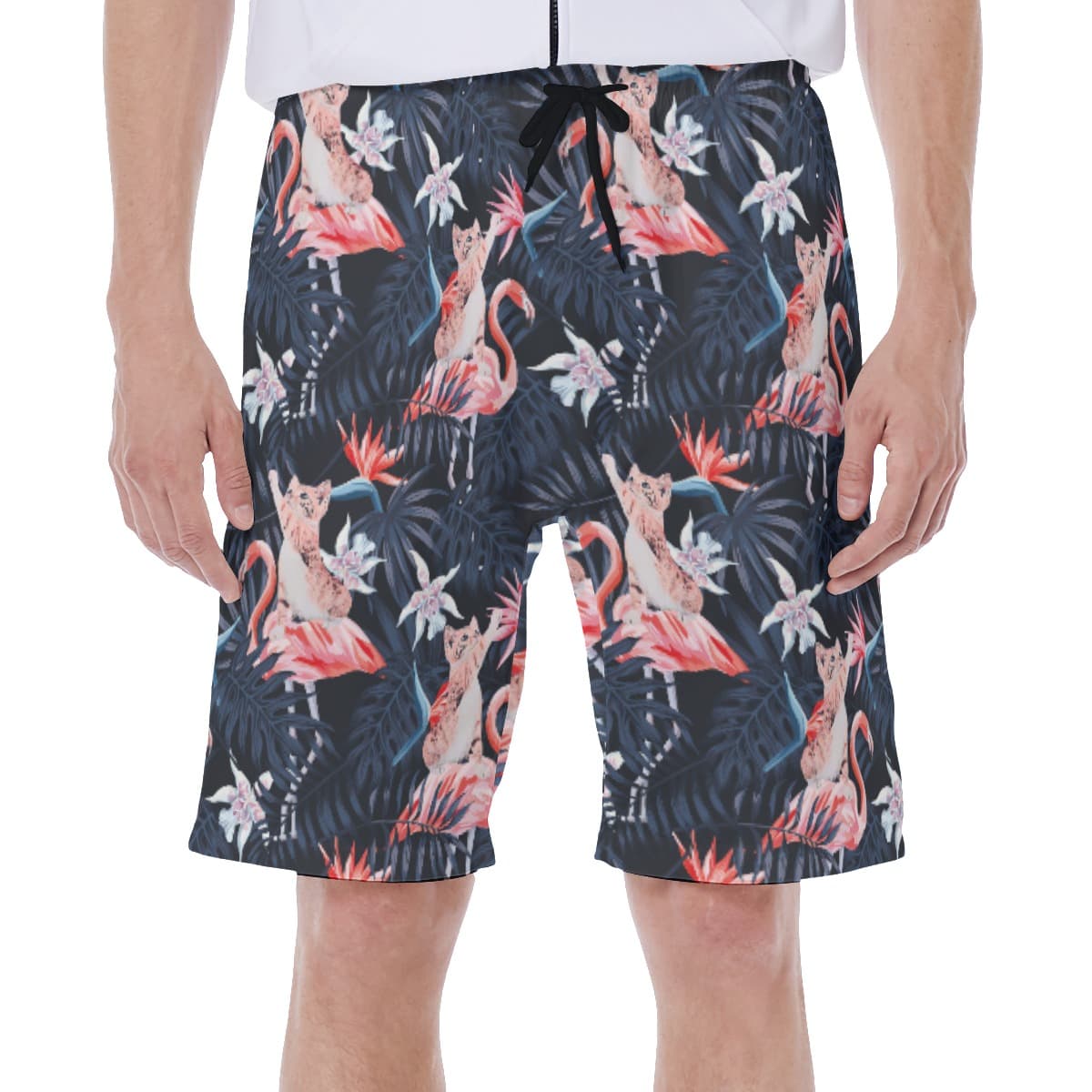 Tropical Cat With Flamingo Hawaiian Swimwear For Men