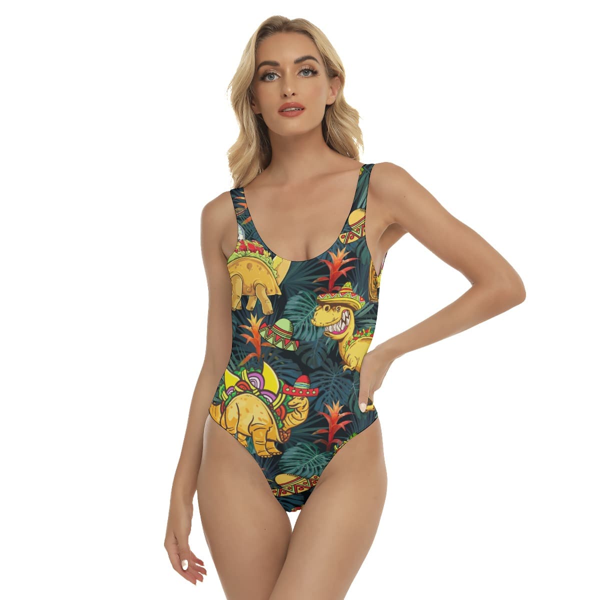 Tropical Dinosaur Taco Hawaiian Swimsuit For Women