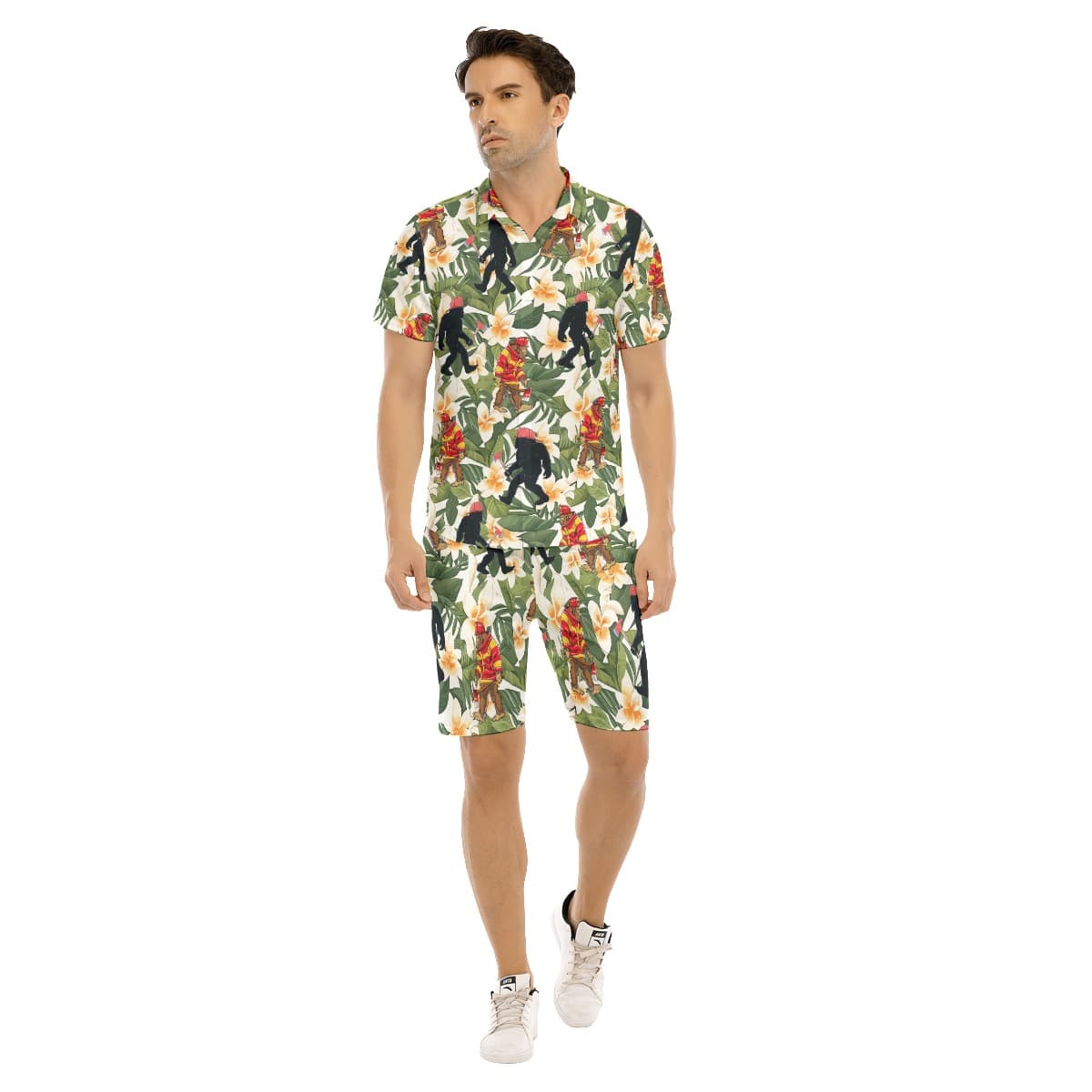 Tropical Firefighter Bigfoot Hawaiian Shirt And Shorts For Men (4)