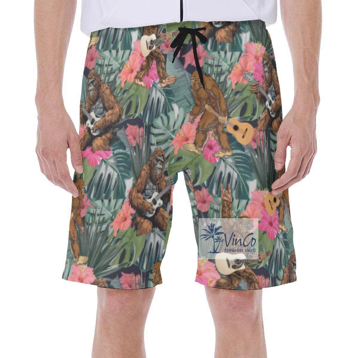 Tropical Guitar Bigfoot Hawaiian Swim Trunks