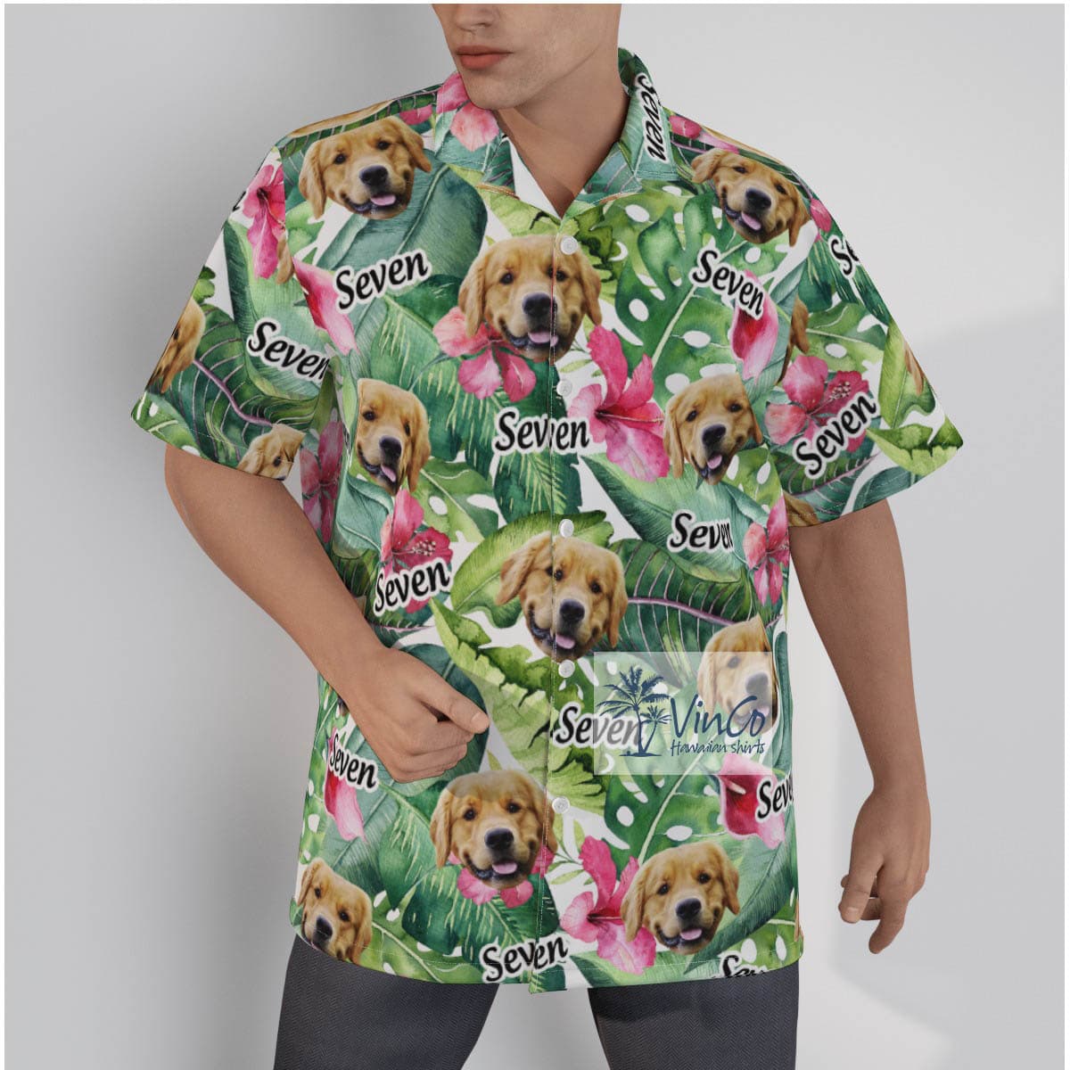Tropical Hibicus Custom Face With Name Hawaiian Shirt