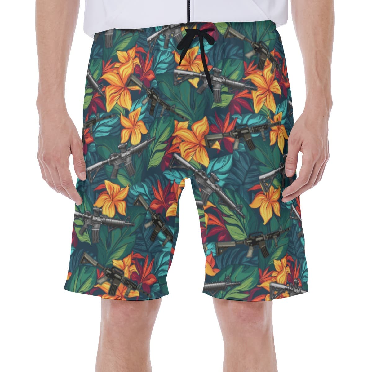 Tropical Hibiscus Gun Hawaiian Swimwear For Men