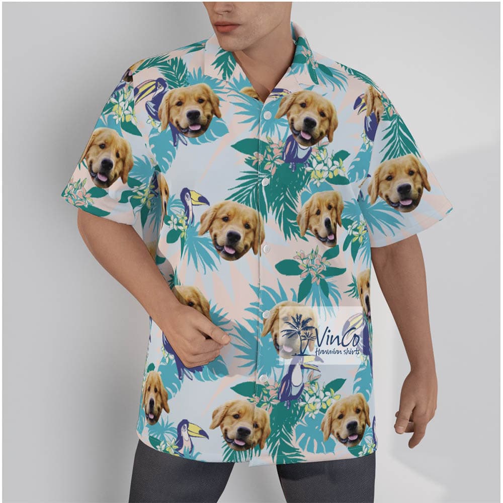 Tropical Parrots Pet Face Hawaiian Shirt (1)