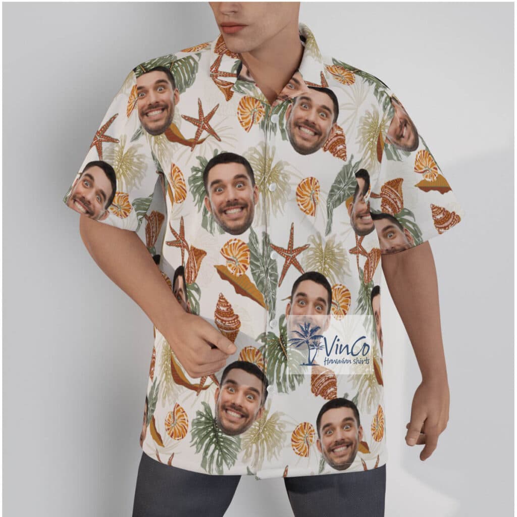 Tropical Seashell Custom Face Hawaiian Shirt