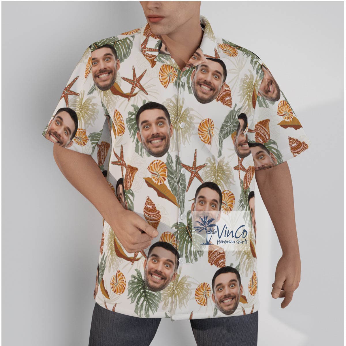 Tropical Seashell Custom Face Hawaiian Shirt