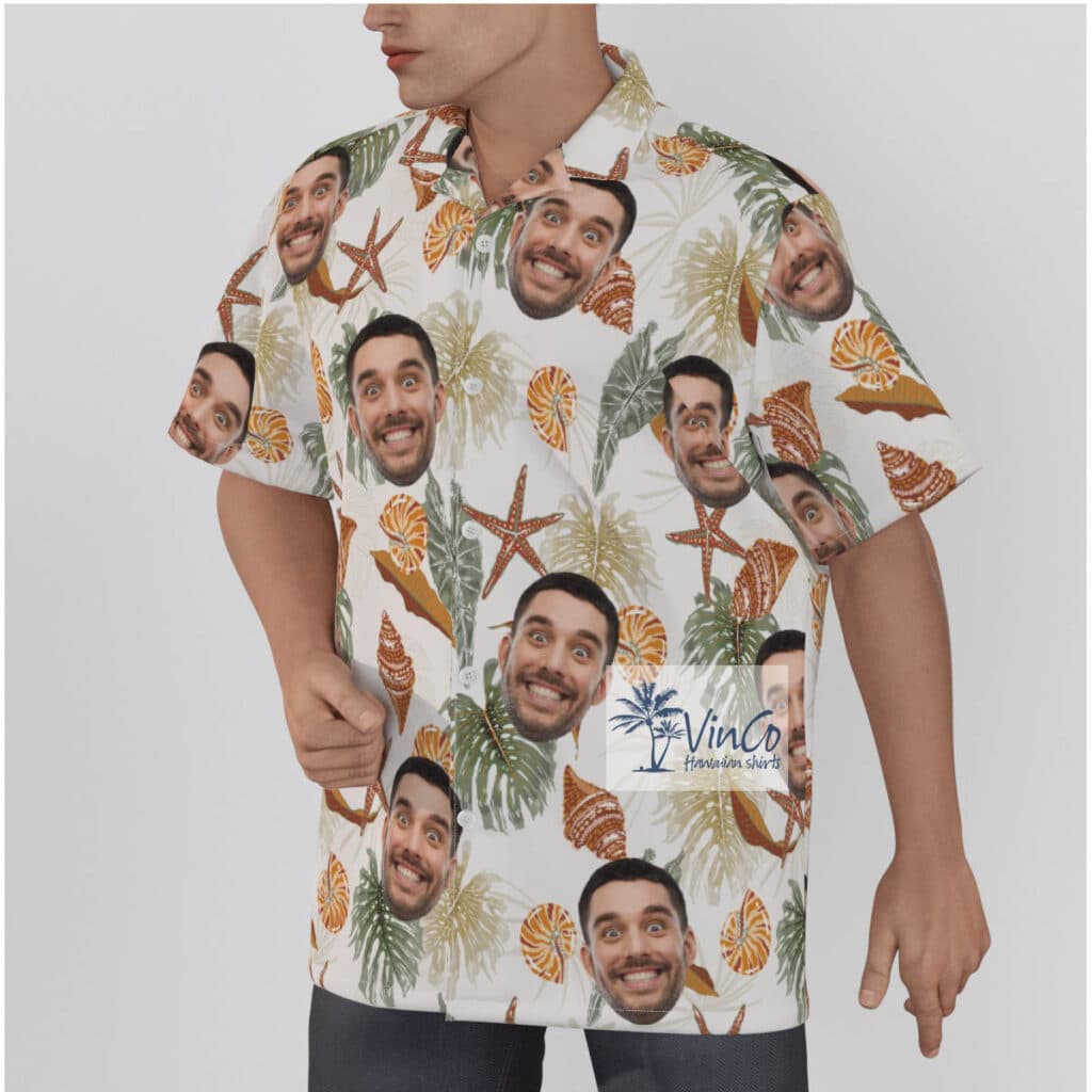 Tropical Seashell Custom Face Hawaiian Shirt