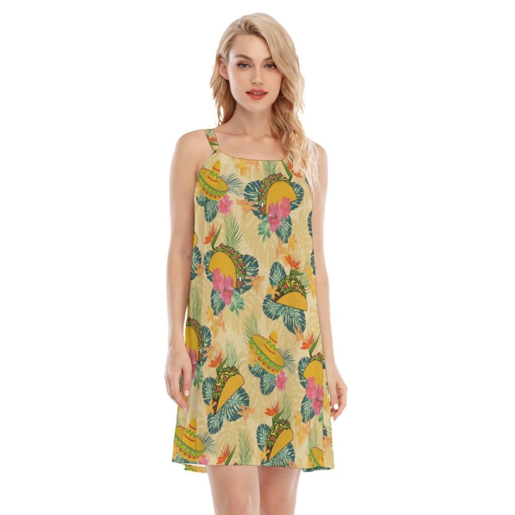 Tropical Taco Hibiscus Hawaiian Cami Dress For Women