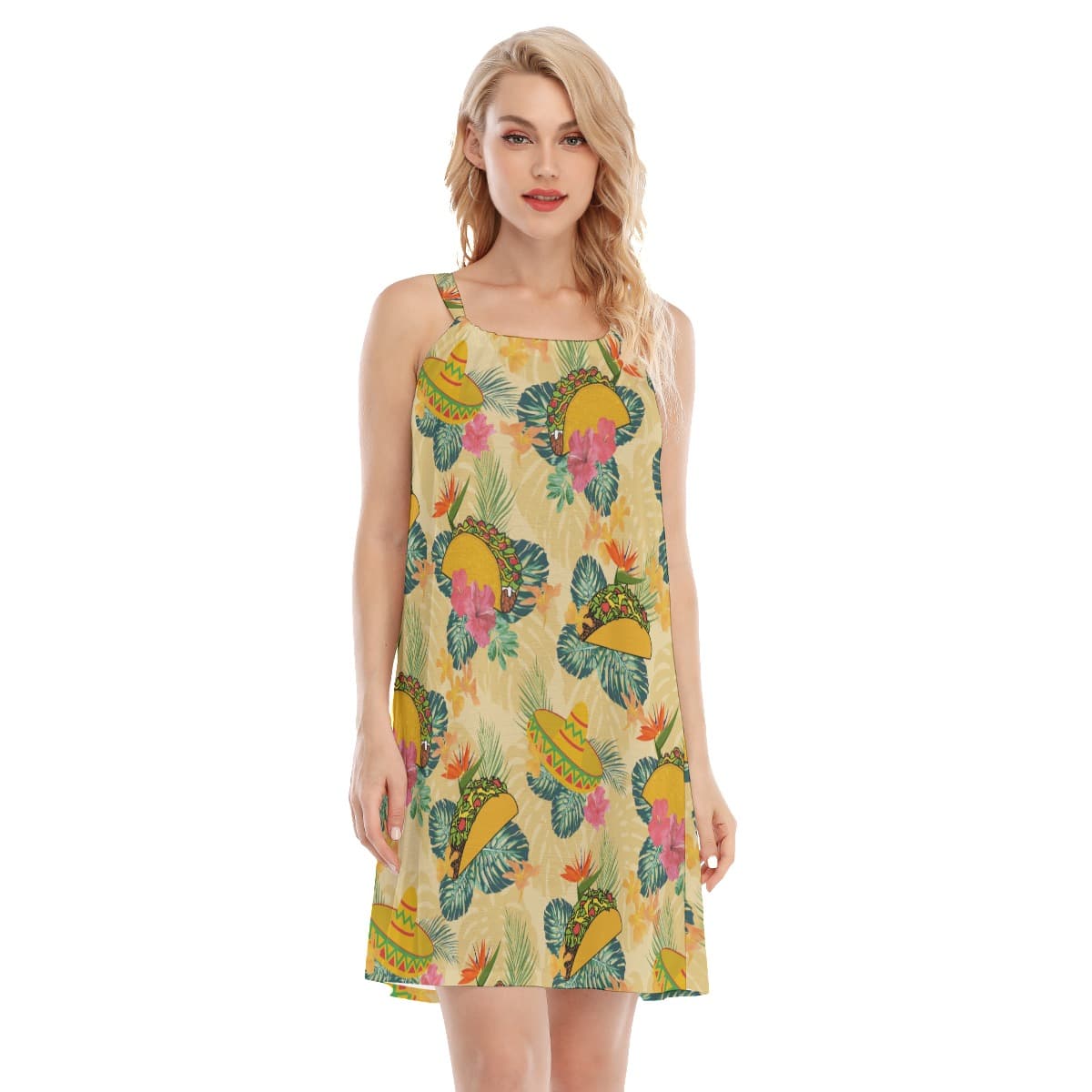 Tropical Taco Hibiscus Hawaiian Cami Dress For Women