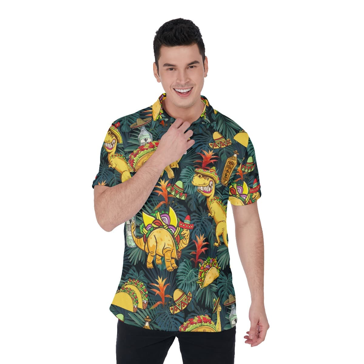 Tropical Tacosaurus Hawaiian Golf Shirt For Men