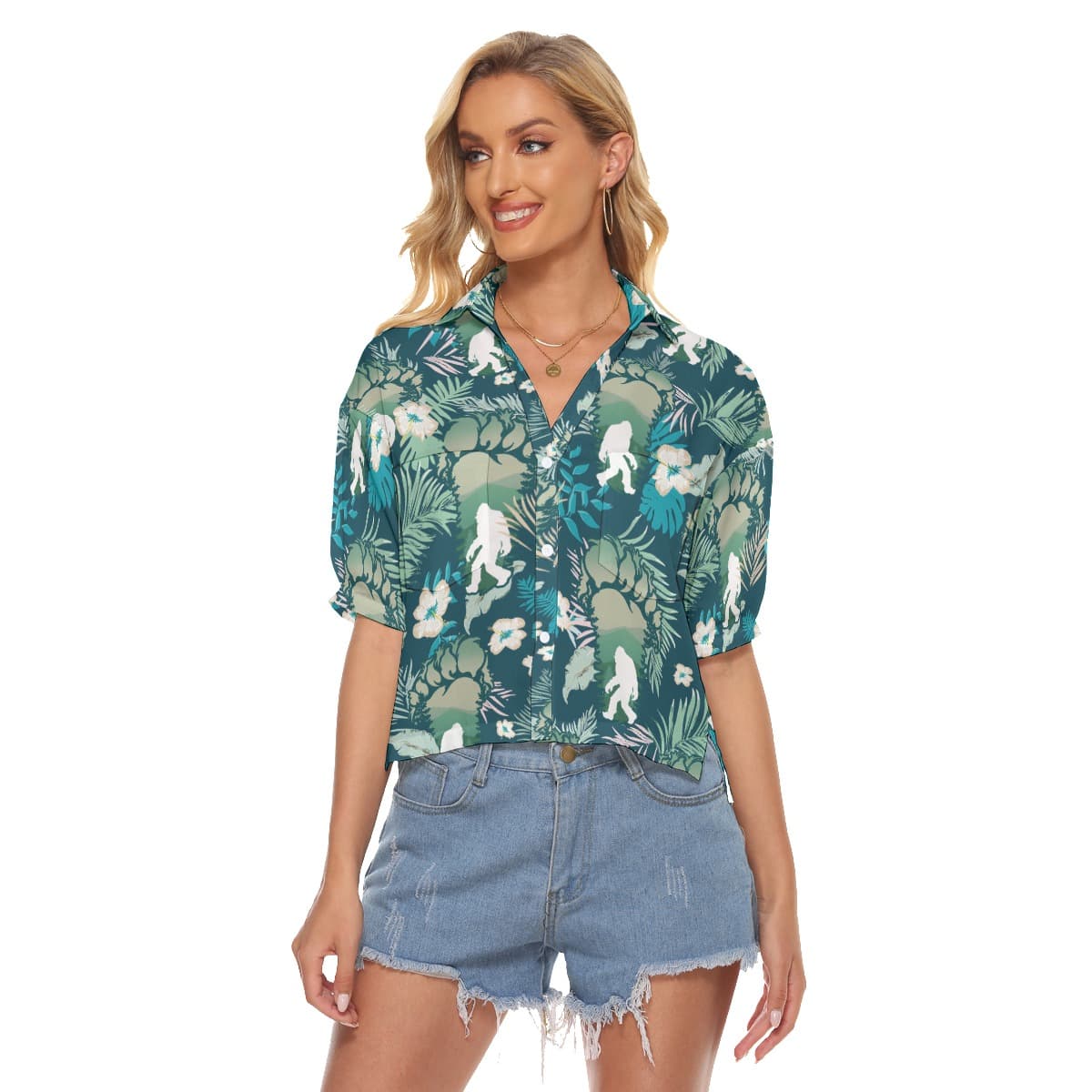 Unique Bigfoot Crop Top Hawaiian Shirt For Men (1)