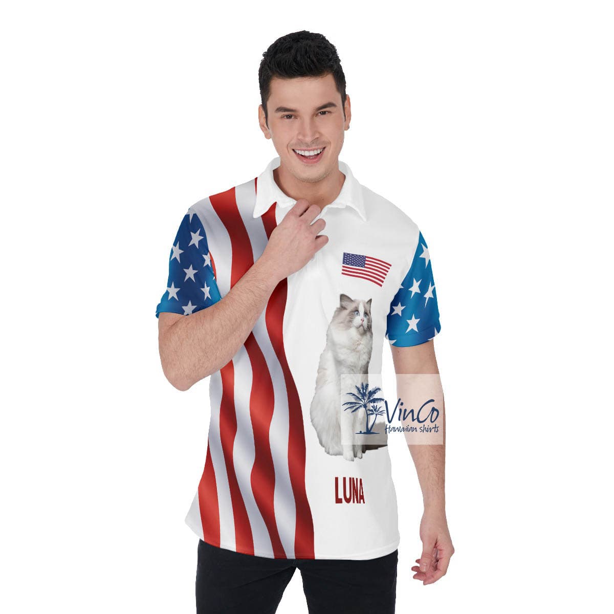 Unique Custom Cat And Names On Hawaiian Polo Shirt Golf Shirt (2)