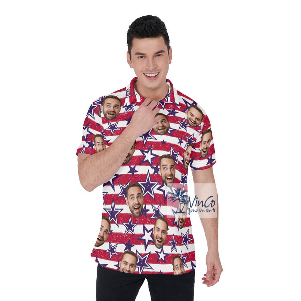 Unique Custom Face 4th Of July Hawaiian Golf Shirt Polo For Independence Day (3)