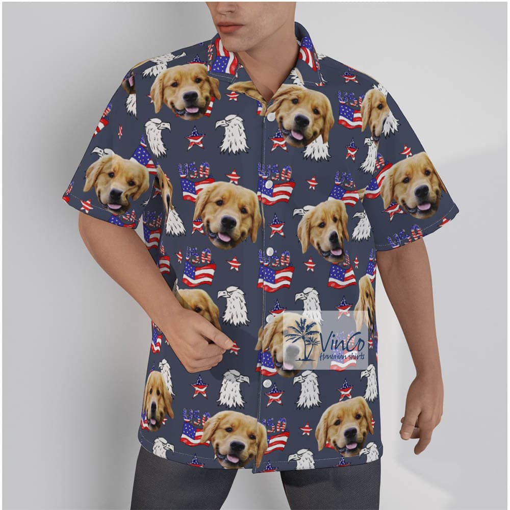 Upload Pet Photo American Hawaiian Shirt For 4th Of July (2)