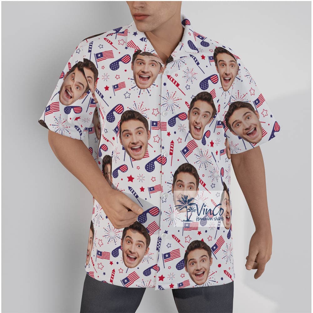 Upload Photo Custom Hawaiian Shirt 4th of July For Men (2)
