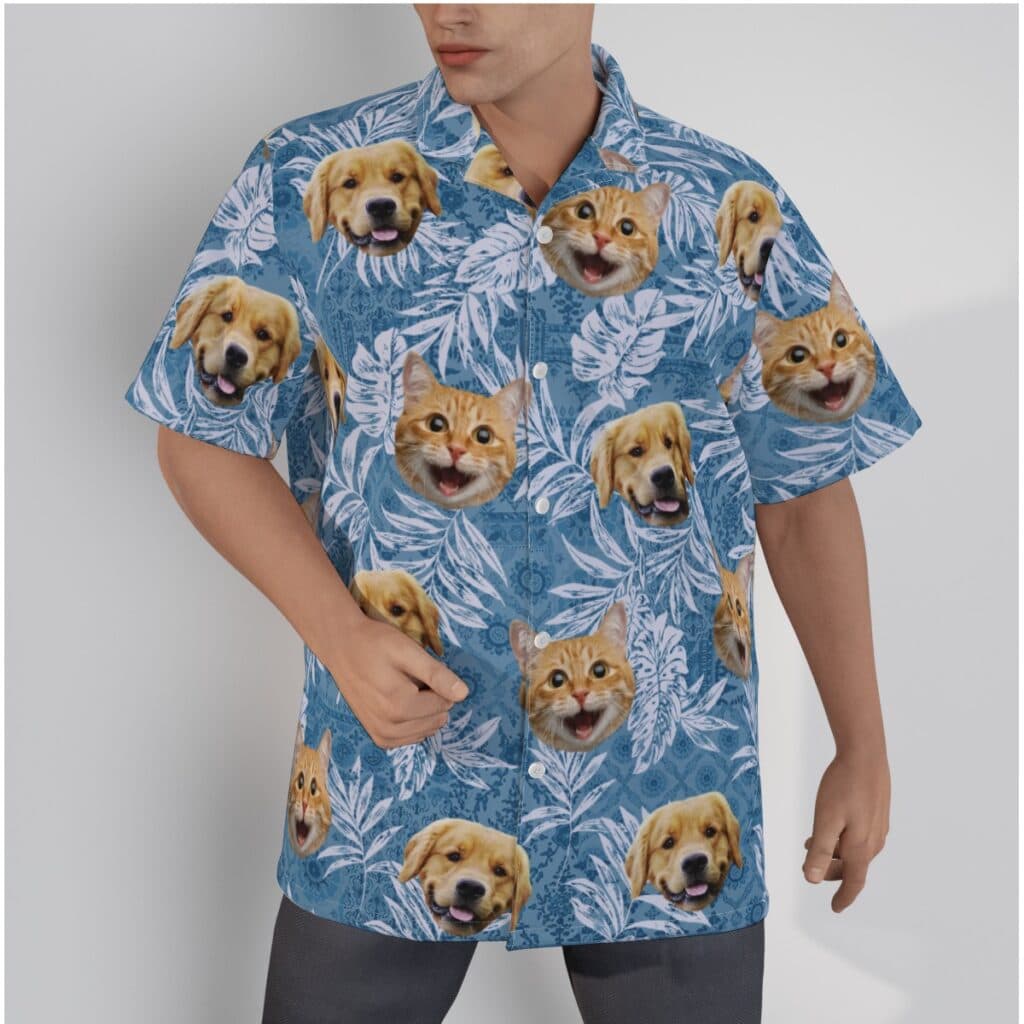 Vintage Blue Custom Pet Hawaiian Shirts (1)