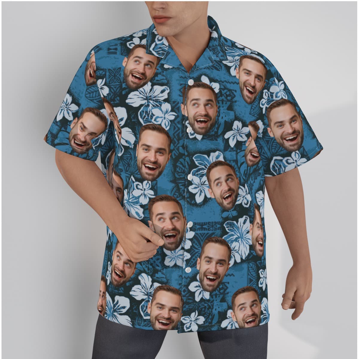 Personalized Face Photo Logo Hi Vis Construction Aloha Shirt