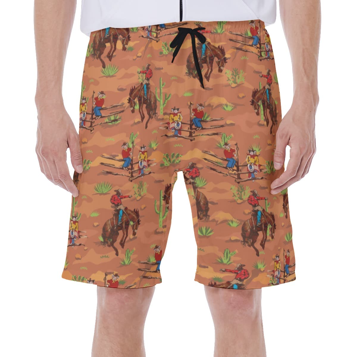 Western Cowboy Hawaiian Swim Trunks For Men (1)