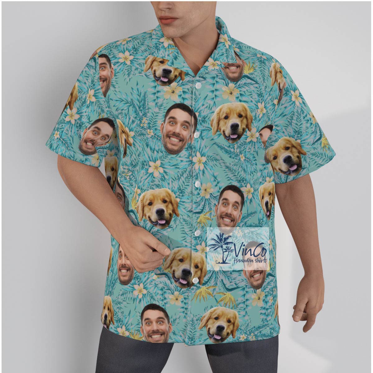 Your Face Tropical Collar Shirt All Over Print Hawaiian Shirt (1)