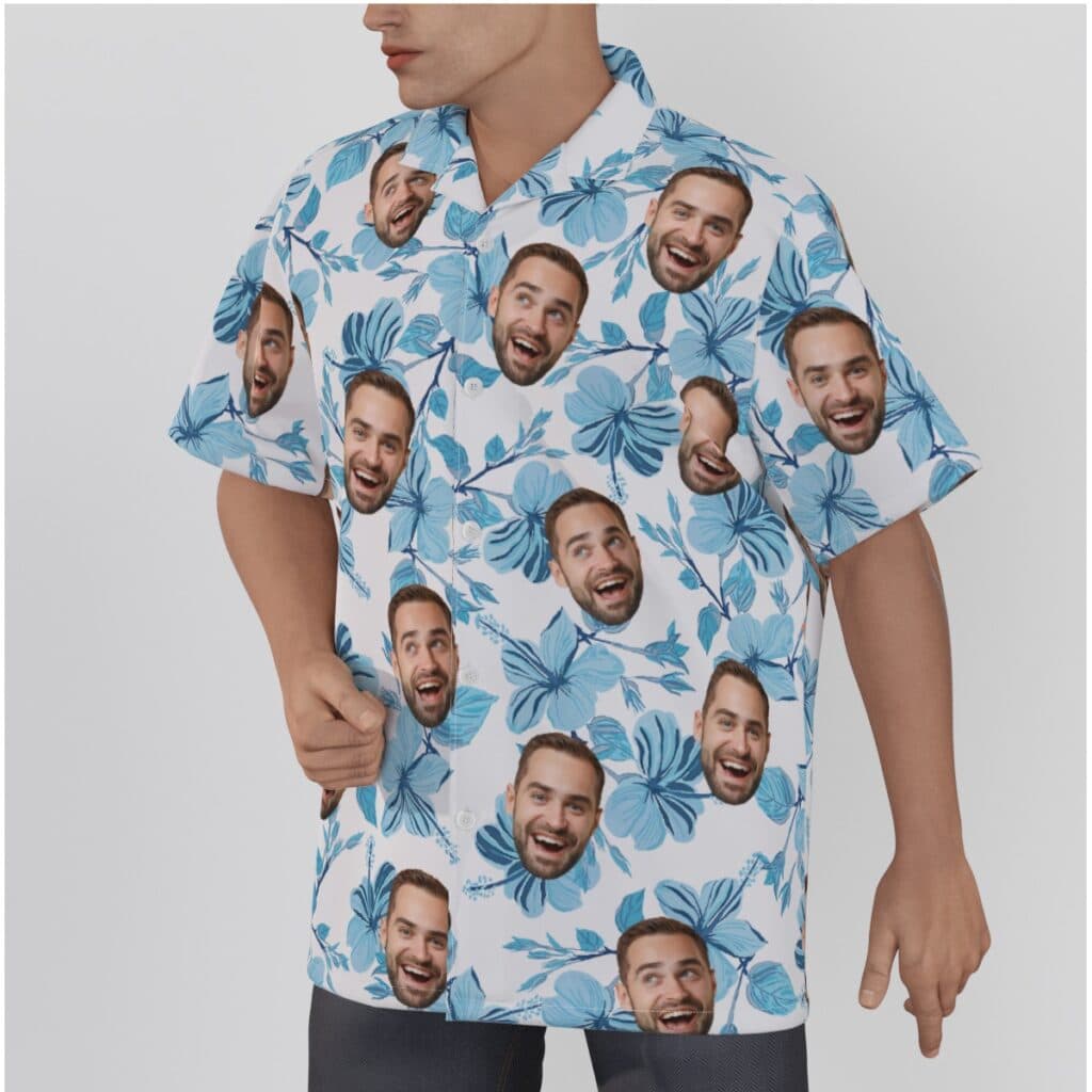 Blue Hawaiian Shirt With Your Face (1)