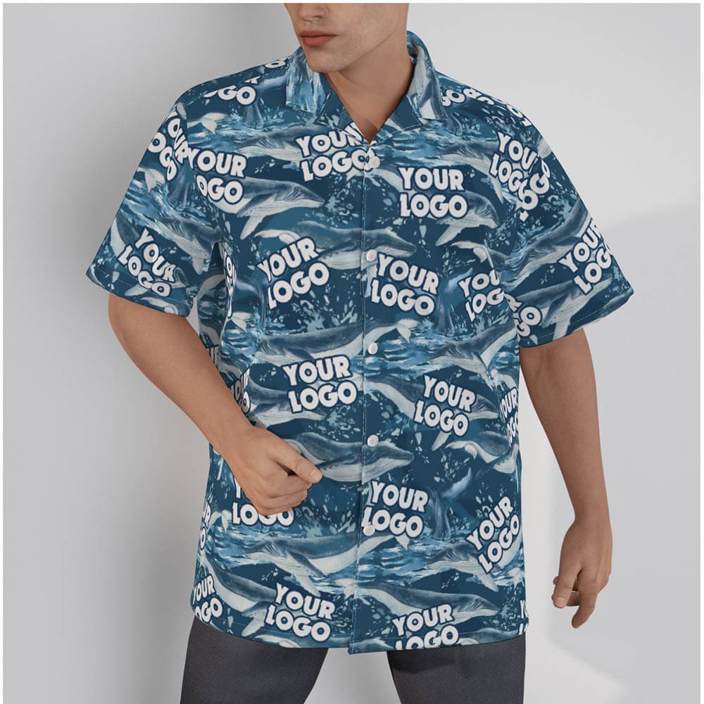 Blue Whale Custom Logo Hawaiian Shirt