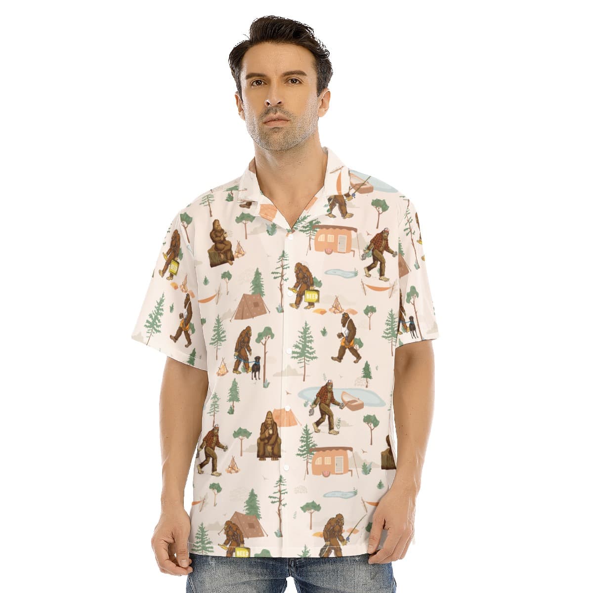 Camping With Bigfoot Hawaiian Shirt For Men (1)