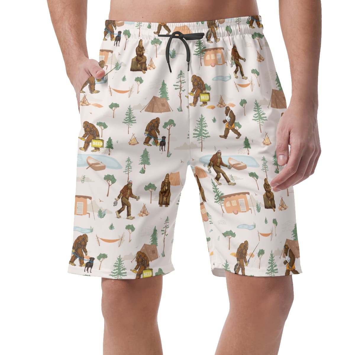 Cool Bigfoot Camping Summer Beach Shorts For Men (1)