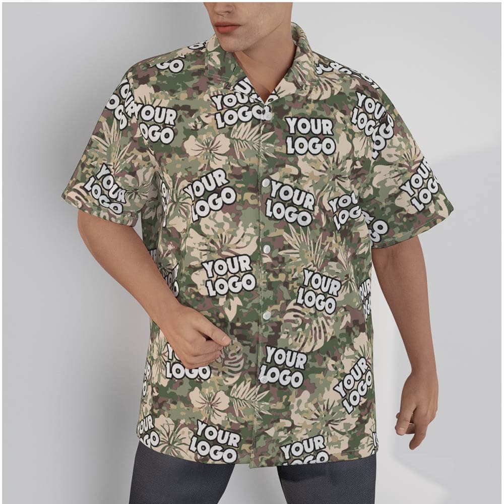 Cool Custom Logo Camouflage Hawaiian Shirt