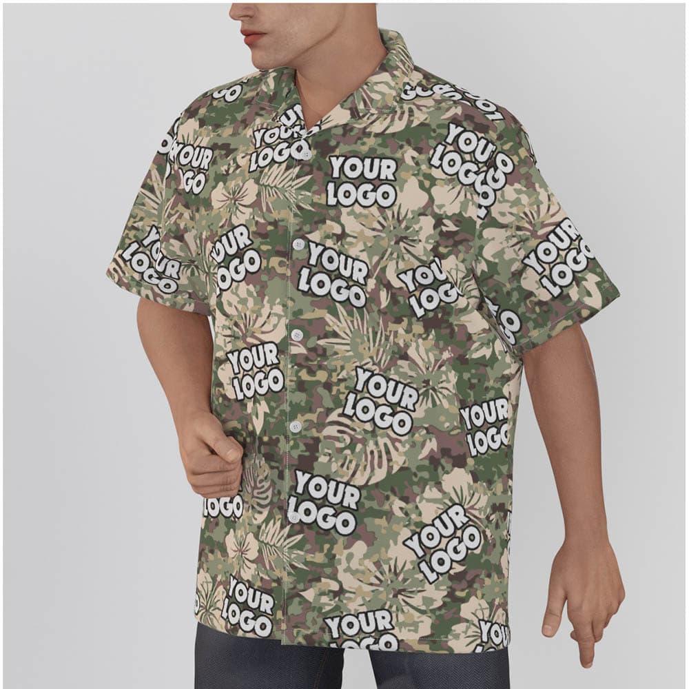 Cool Custom Logo Camouflage Hawaiian Shirt