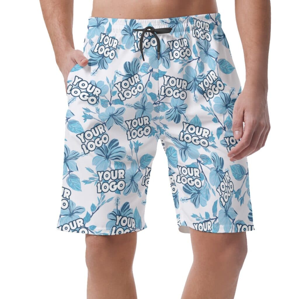 Cool Custom Logo Team Tropical Shorts For Men (1)