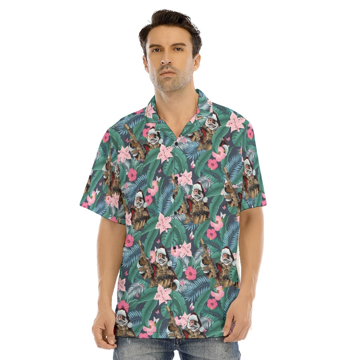 Cool Santa Tactical Gun Hawaiian Shirt