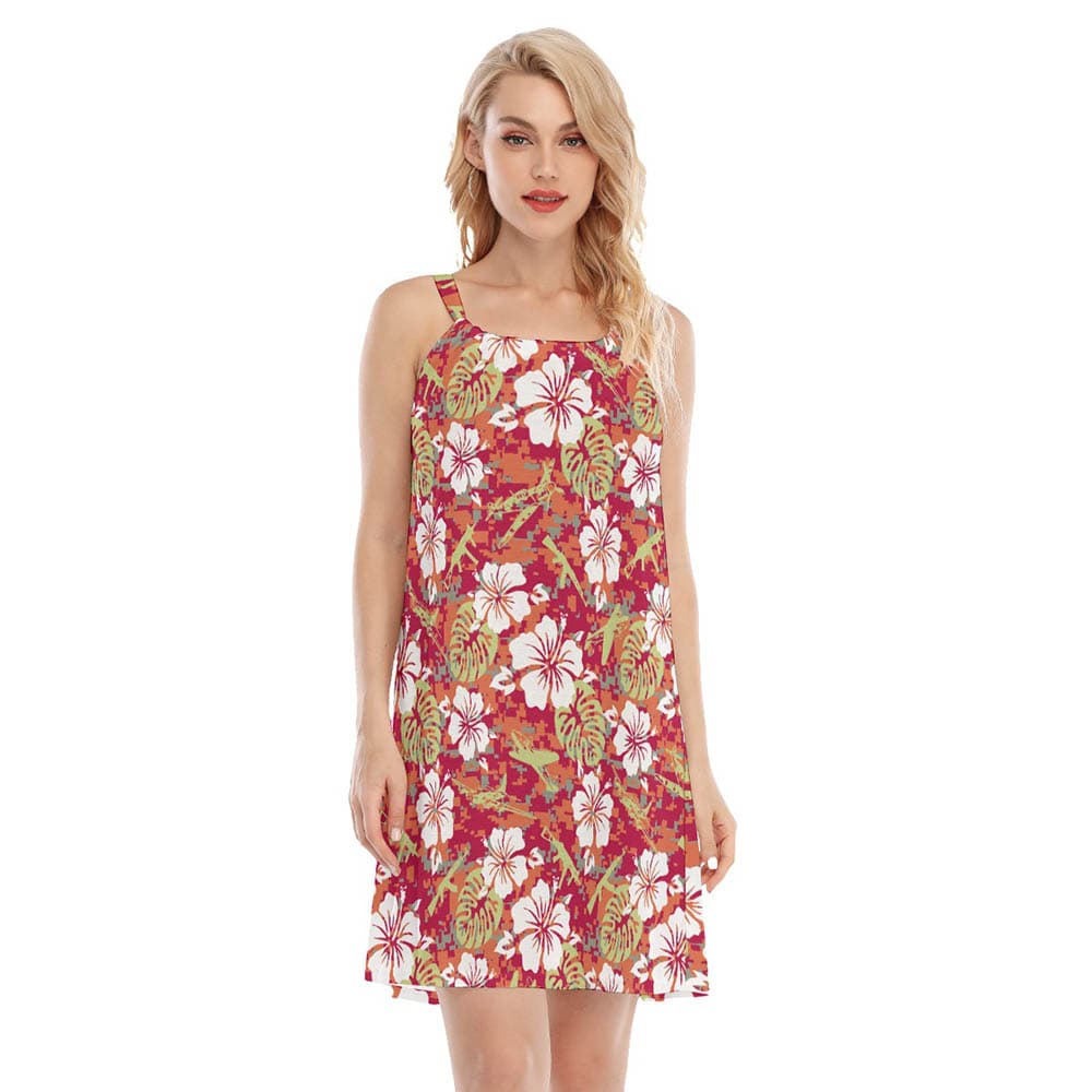 Cool Tactical Gun Hibiscus Vintage Hawaiian Dress For Women (1)