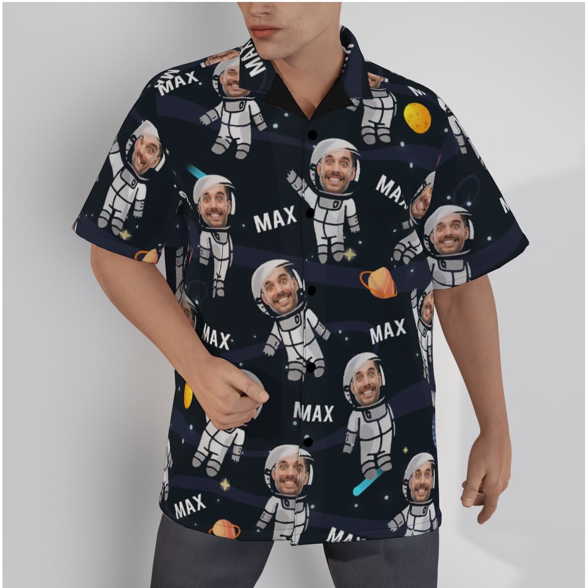 Custom Face Astronaut Men's Hawaiian Shirt