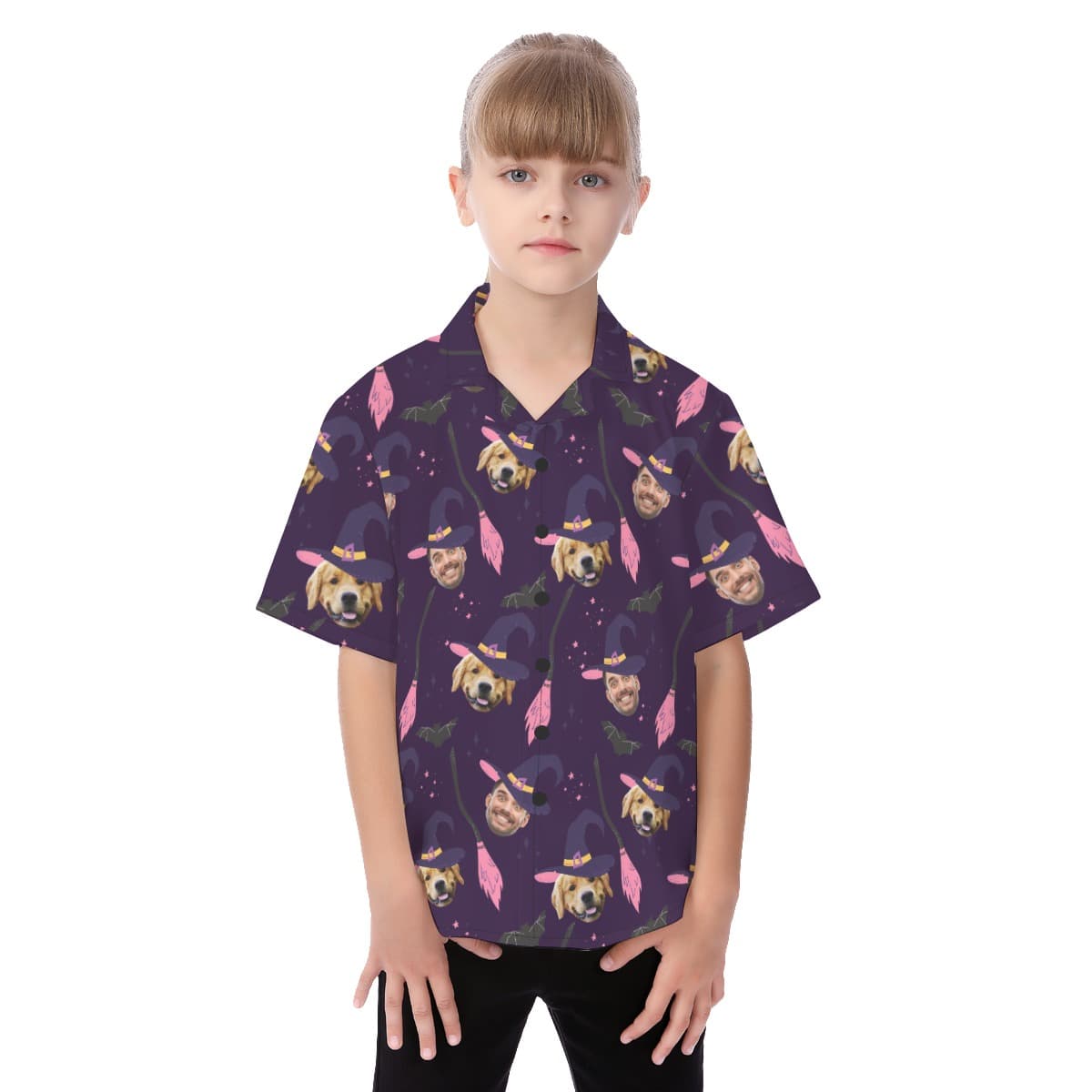Custom Face Halloween Witches Kid's Hawaiian Shirt