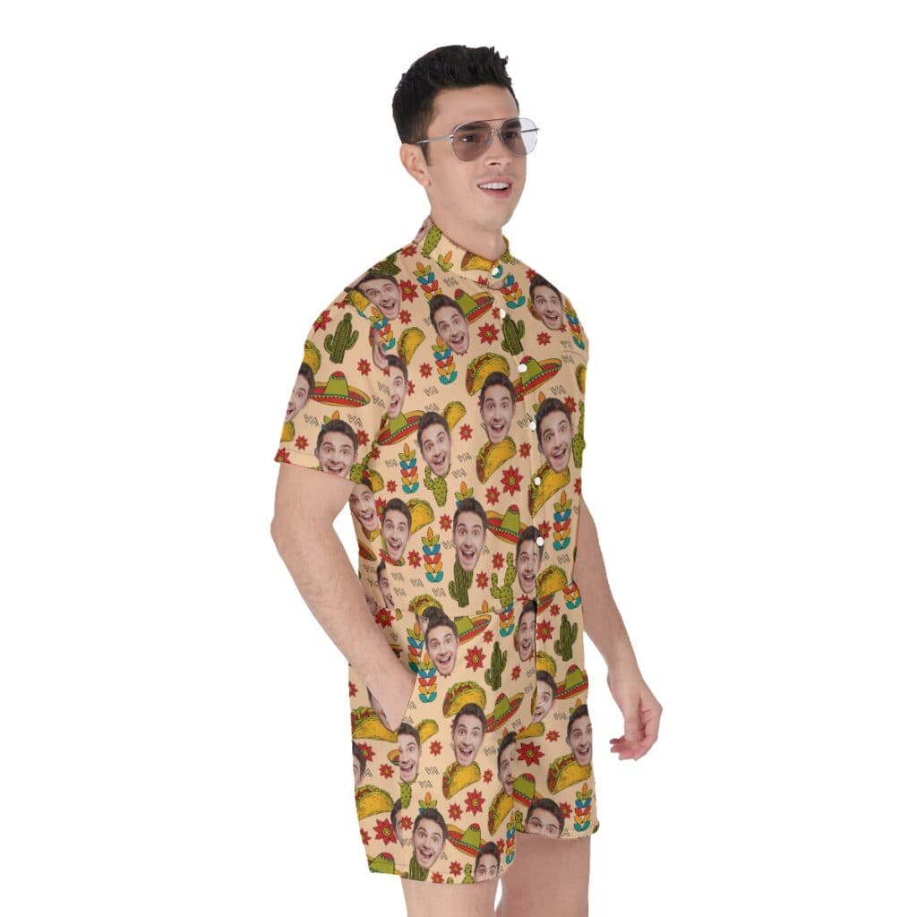 Custom Face Taco Yellow Hawaiian Romper