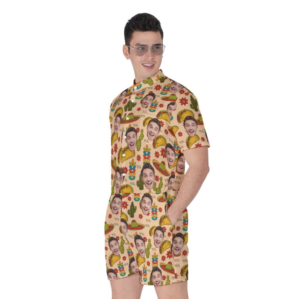 Custom Face Taco Yellow Hawaiian Romper