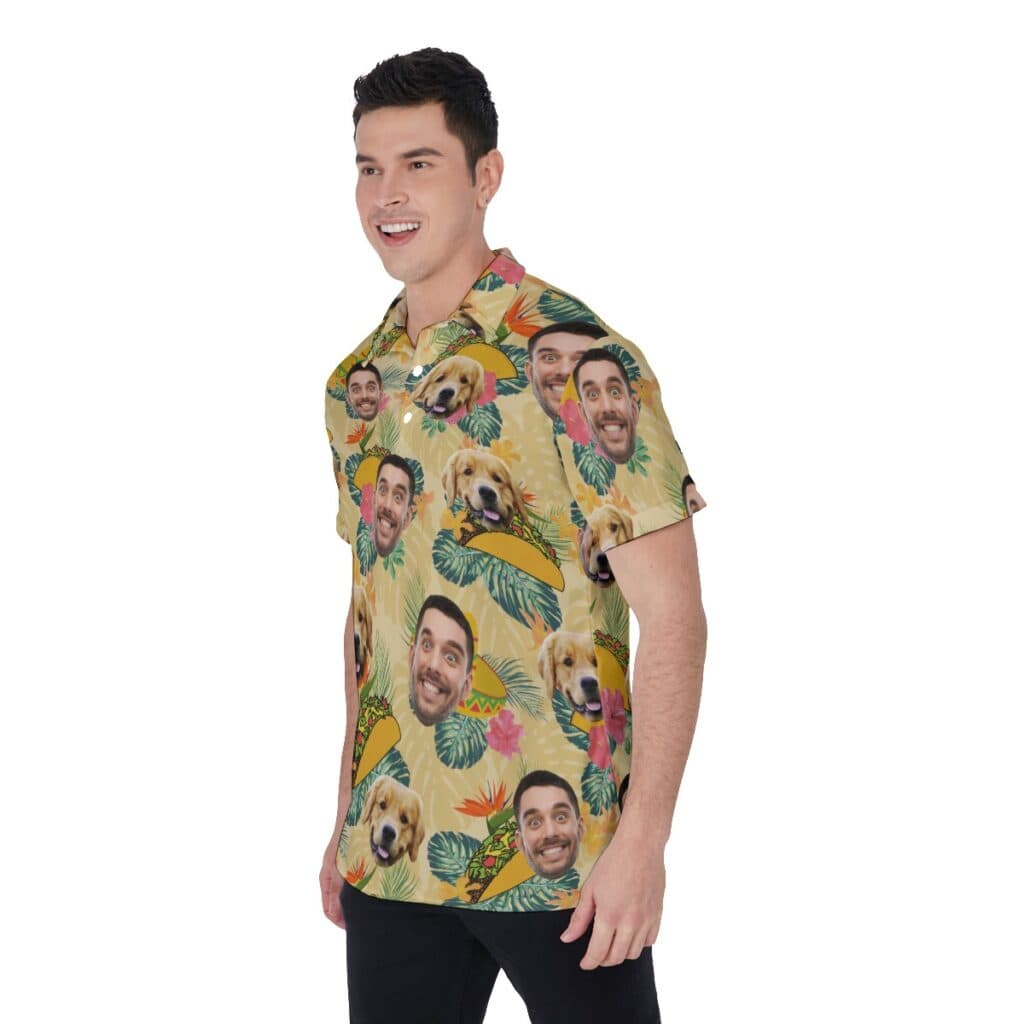 Custom Face Yellow Taco Hawaiian Polo Shirt