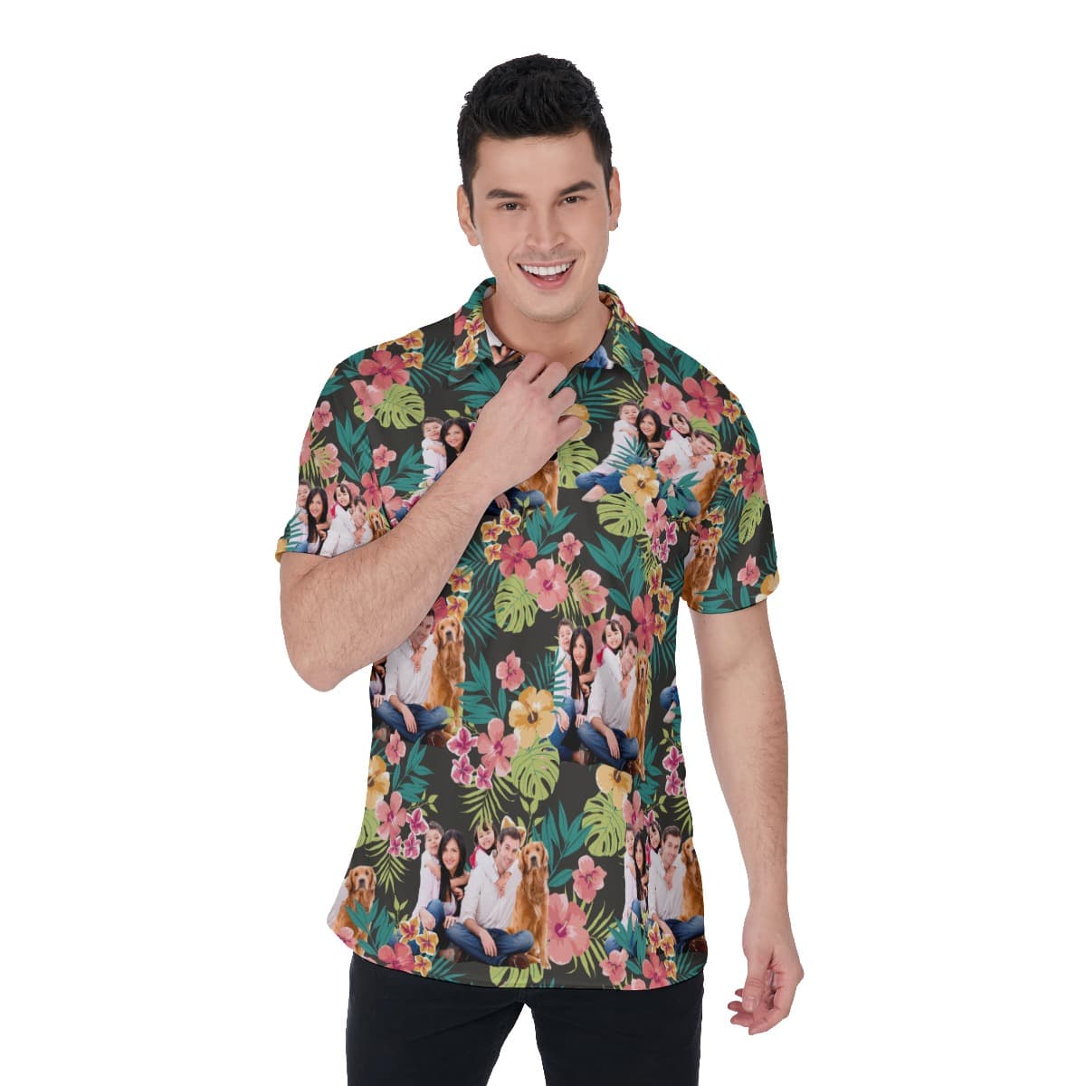 Custom Family Photo Hawaiian Men's Polo Shirt