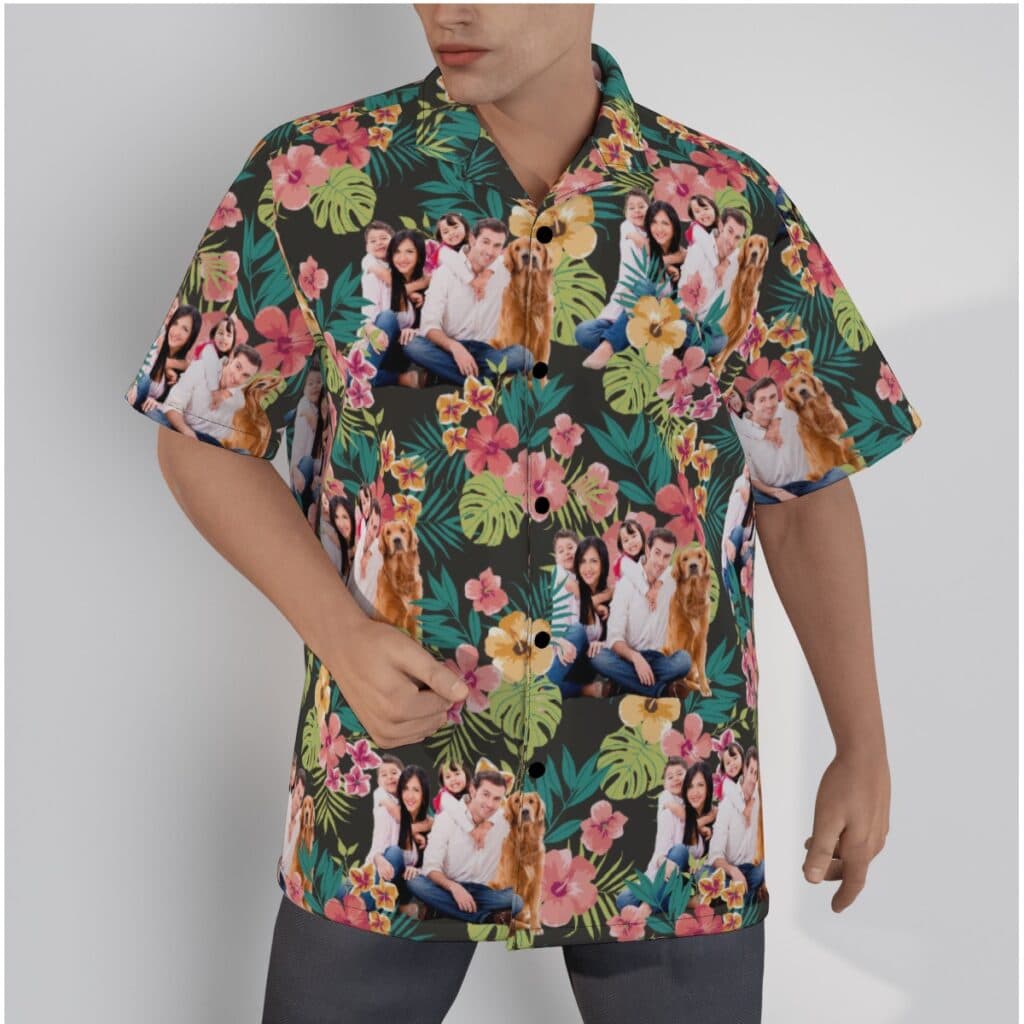 Custom Family Photos Floral Hawaiian Shirt