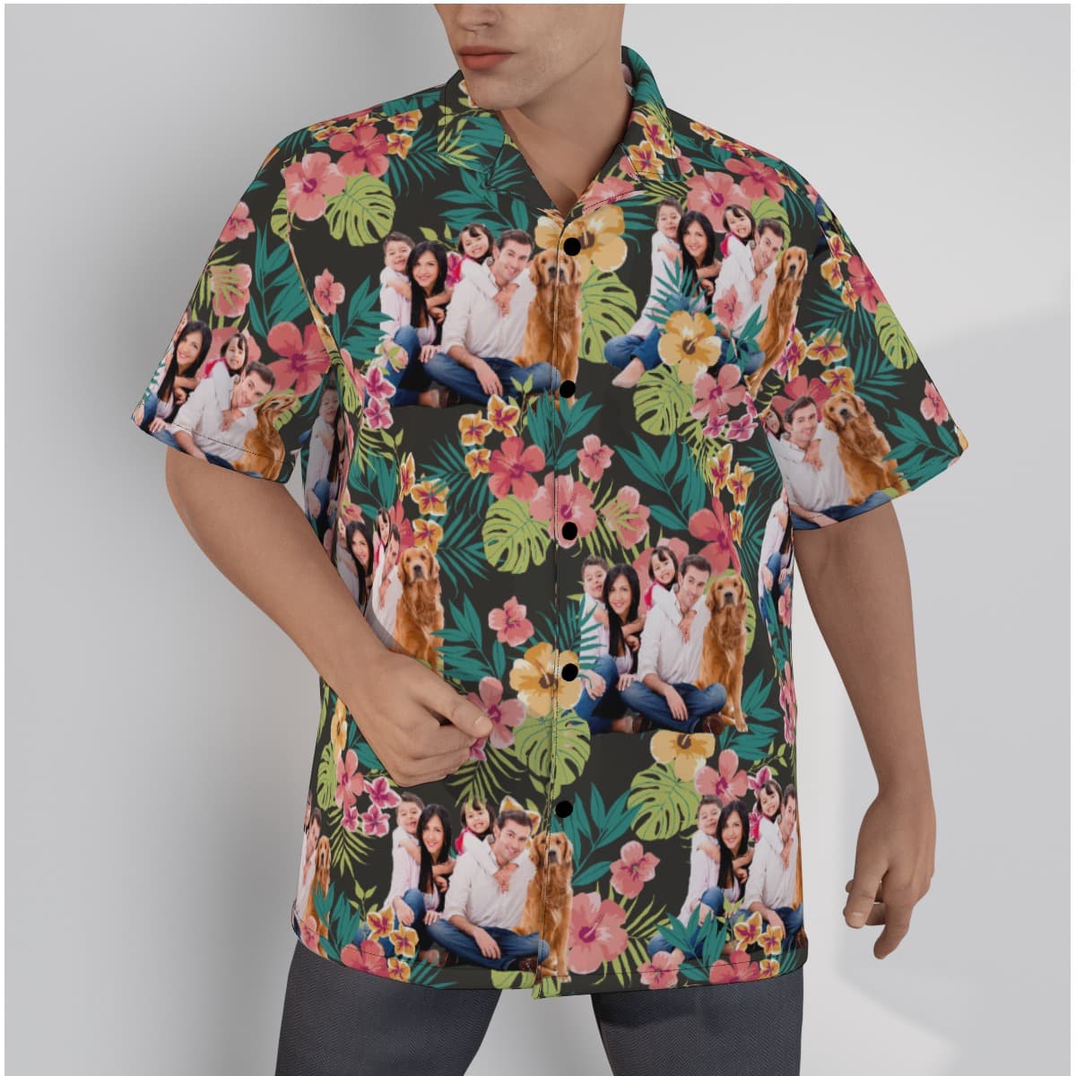 Custom Family Photos Floral Hawaiian Shirt
