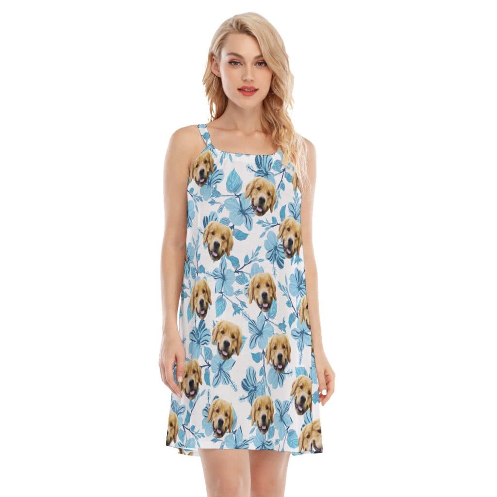 Custom Hawaiian Dress With Multiple Pet Faces For Women (1)