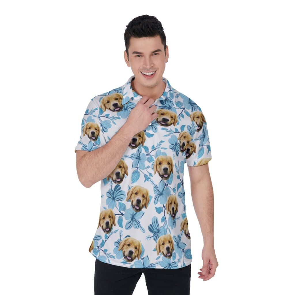 Custom Hawaiian Polo Shirt With Pet Photos For Men (1)