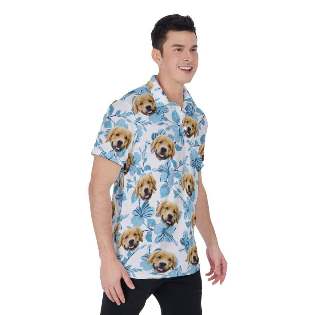 Custom Hawaiian Polo Shirt With Pet Photos For Men (2)