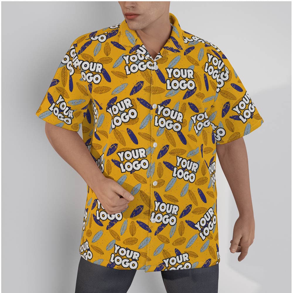 Custom Logo Vintage Yellow Hawaiian Shirts For Men