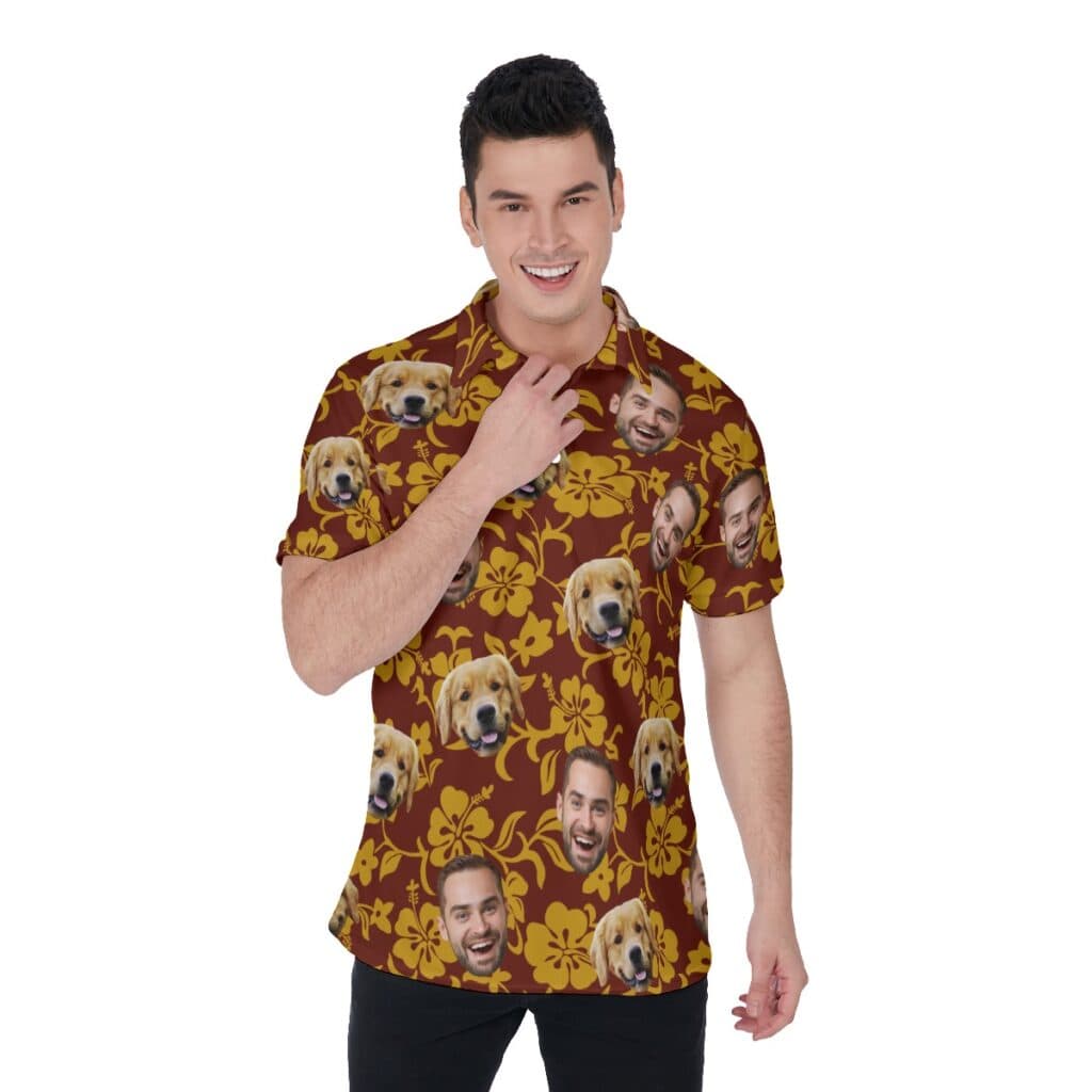 Custom Multiple Faces Hawaiian Polo Shirt For Men (1)