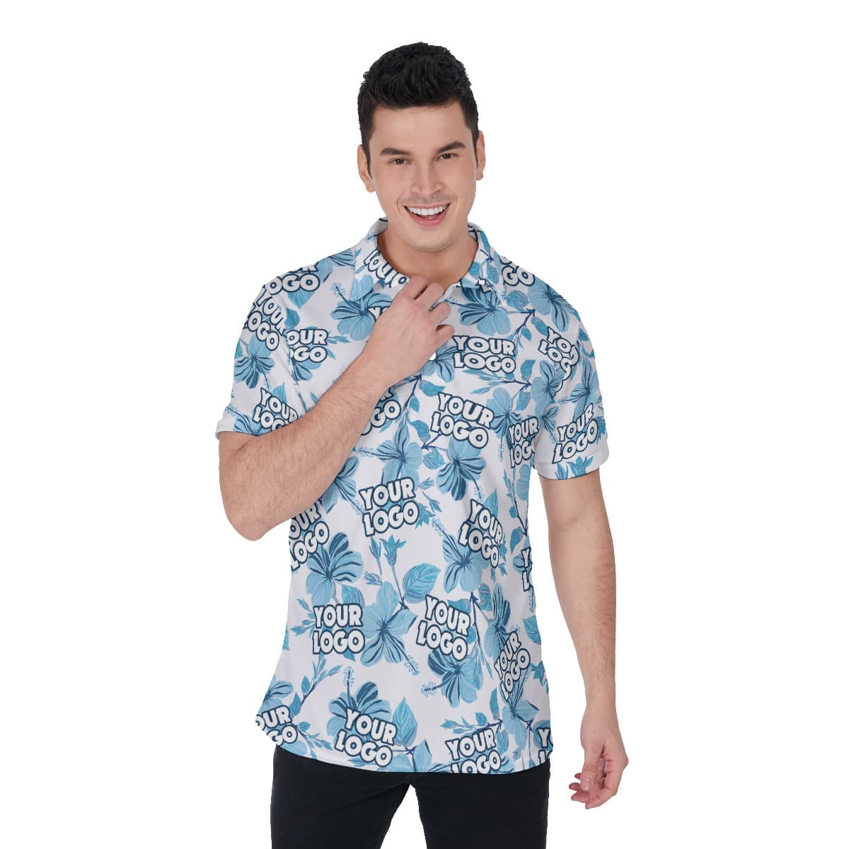 Custom Team Logo Hawaiian Polo Golf Shirt For Men (1)