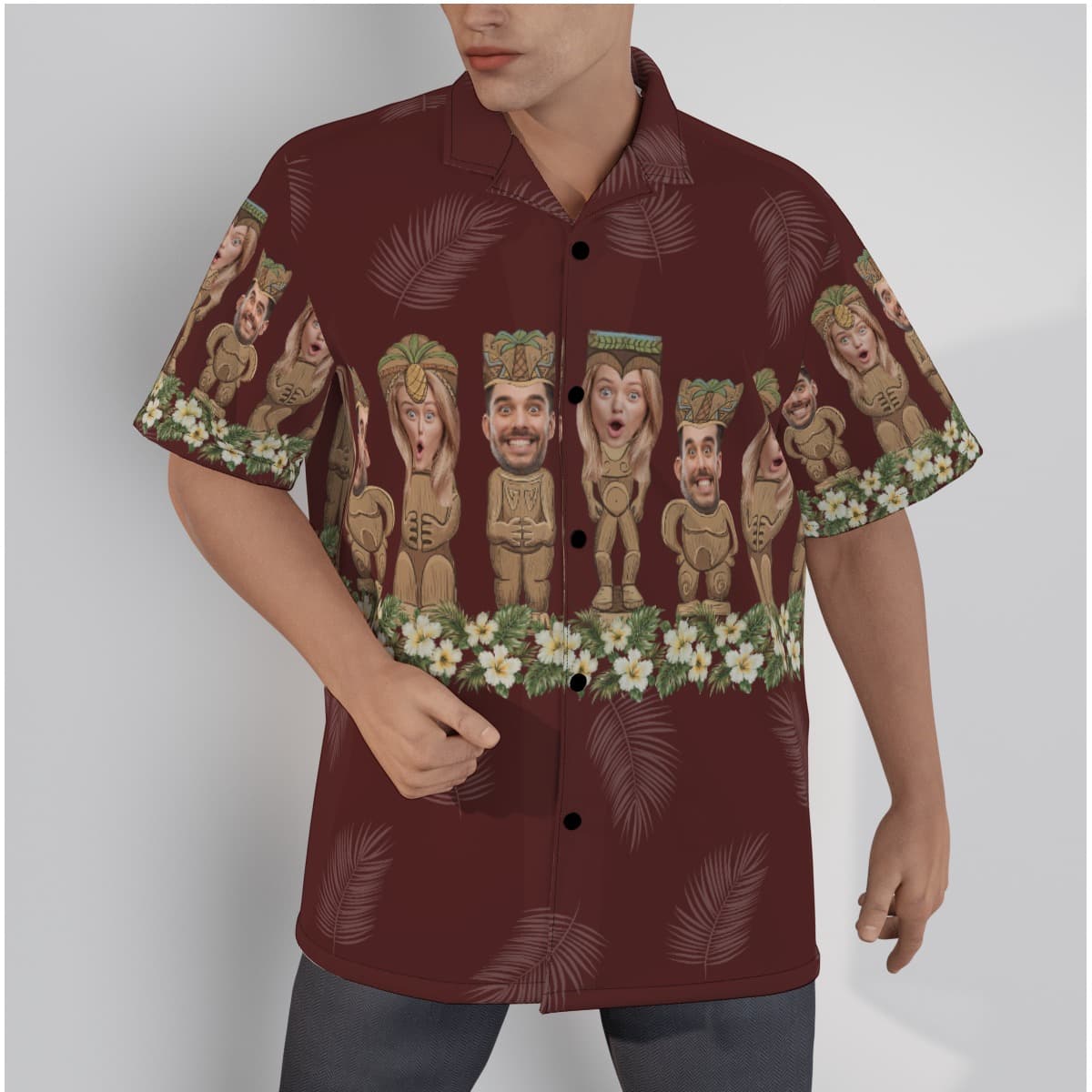 Custom Tiki Face Red Hawaiian Shirt For Men (1)