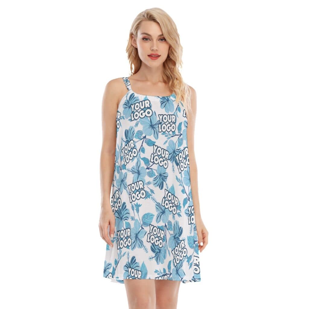 Custom Tropical Hibiscus Dress With Logo For Women (1)