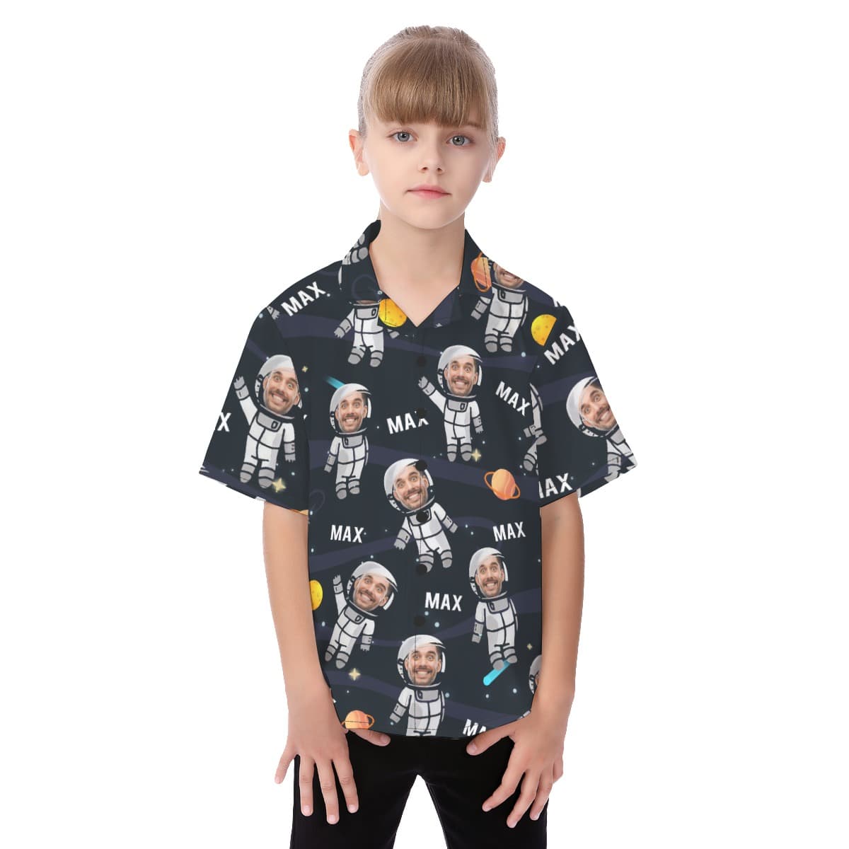 Cute Astronaut Custom Face Kid's Hawaiian Shirt