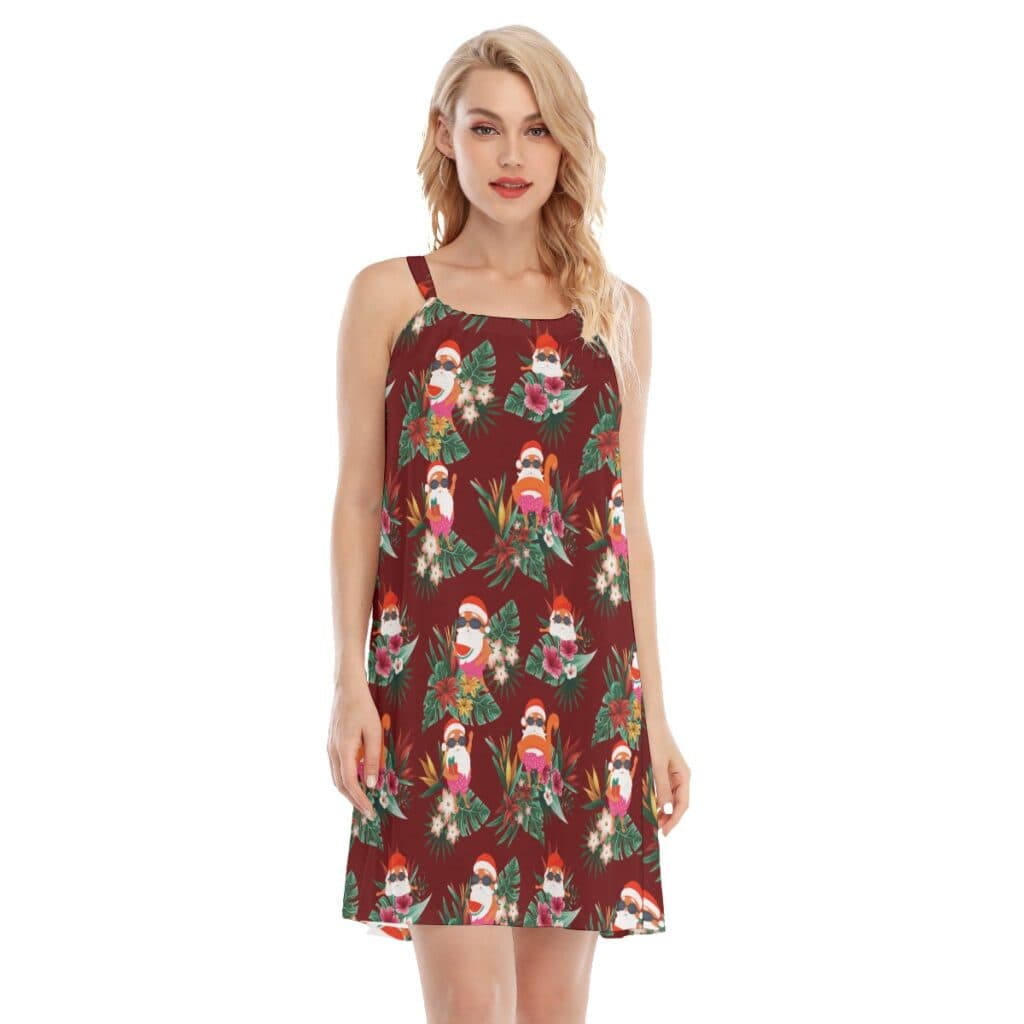 Cute Santa Red Christmas Dress Hawaiian Style For Women